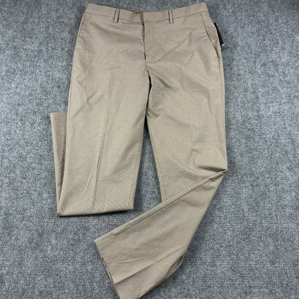 Banana Republic Dress Pants Mens 35x34 Tan Slim Fit Non-Iron Stretch Houndstooth